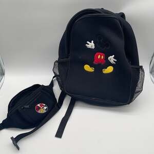 Vintage‎ Disney Mickey Mouse Mini Backpack and Fanny Pack Set Black Neoprene